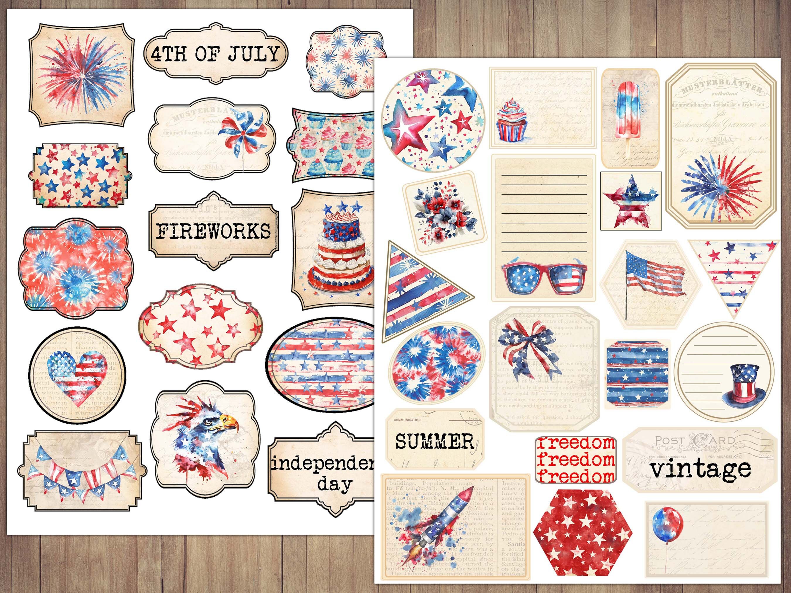 July Label Vintage 4th of July Labels: Patriotic Ephemera (digital Download) - Etsy