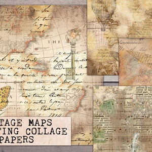 Digitale Karten und alte Schreibpapiere, zum ausdrucken, Vintage Junk Journal, Altmodisch Scrapbook Kit, Hintergrund, zum sofortigen Download