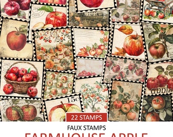 Vintage Farmhouse Apple Stamps: Autumn Ephemera (Digital Download)