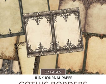 Papel de diario basura con borde gótico vintage: Efímera imprimible (descarga digital)