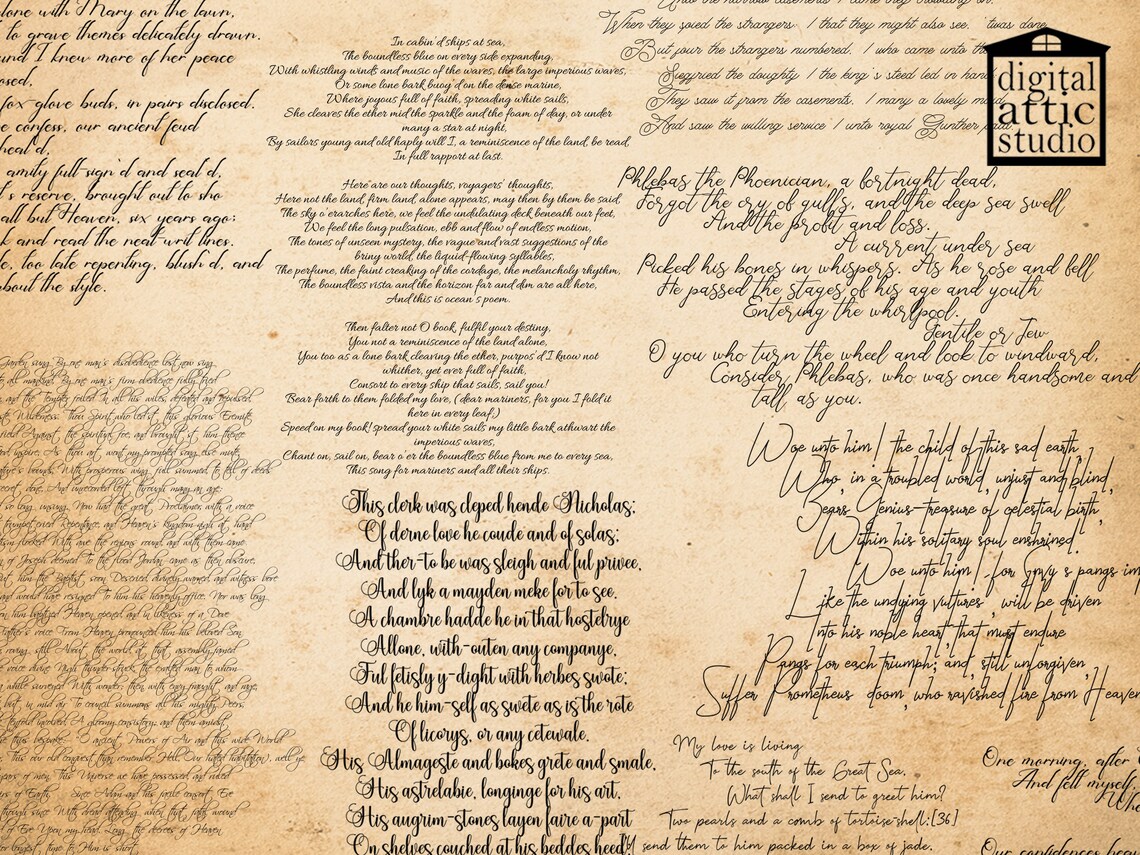 Texture Literature Vintage Poetry Overlays: Classic Literature Textures (digital Download ...