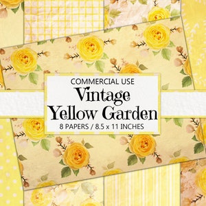 Jardin jaune numérique, papier journal indésirable, pages en détresse, roses jaunes, éphémères de journal, antiquité, vieux papiers, fond de scrapbooking