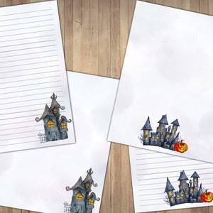 Printable Writing Paper, Haunted House, Watercolor Halloween, Junk ...