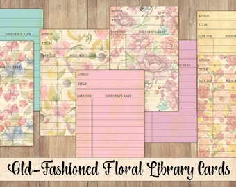 Floral Library Cards: Junk Journal Ephemera (Digital Download)