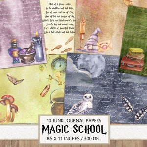 Magic School, Junk Journal Paper, Printable, Magical Images, Wizard, Mystic, Potion, Back to School, Scrapbook, Instant Download