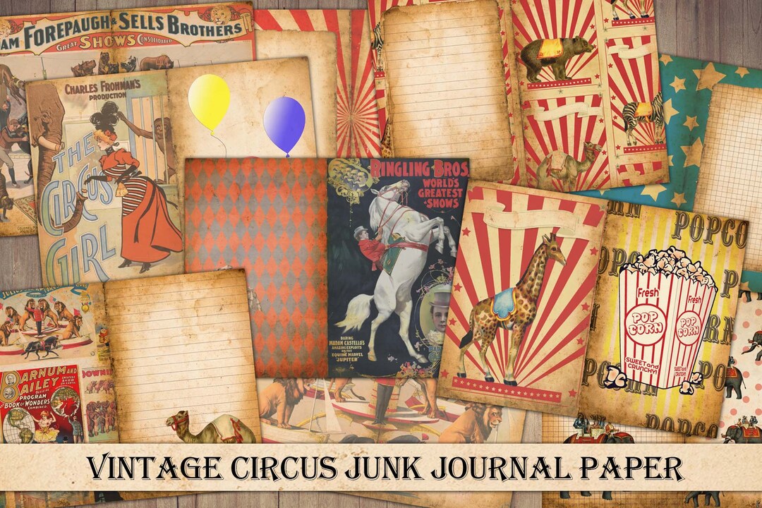 Vintage Circus Junk Journal Paper, Big Top, Digital Vintage Paper, Junk Journal Ephemera ...