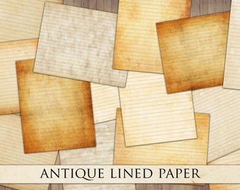 Vintage Lined Paper: Junk Journal Ephemera (Digital Download)