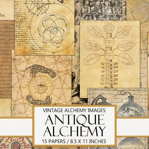 Antique Alchemy, Junk Journal Paper, Authentic Vintage, Old Magic, Grimoire, Witchcraft, Philosophy, Instant Download, Commercial Use
