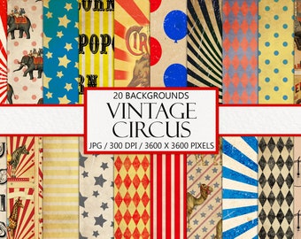 Cirque vintage, Scrapbook Paper, Junk Journal Paper, Distressed Design, Printable Ephemera, Antique, Embellishment, Instant Download