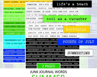 Summer Word Scraps: Junk Journal Ephemera (Digital Download)