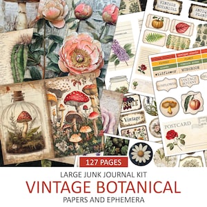 LARGE Botanical Bundle, Vintage Botany Collection, Antique Plants Junk Journal Kit, Paper, Fussy Cut, Ephemera, Printable, Instant Download