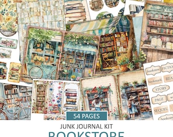 Kit de journal indésirable de librairie : éphémères vintage, coupes délicates (téléchargement numérique)