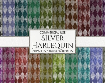 Papier numérique Arlequin argenté : motif losange vintage (téléchargement numérique)