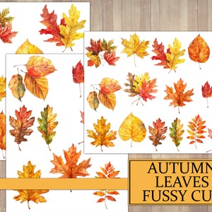 Watercolor Autumn Leaves Fussy Cut, Junk Journal Ephemera, Scrapbook Embellishment, Fall Leaf, Seasonal Cut Sheet, Printable Download