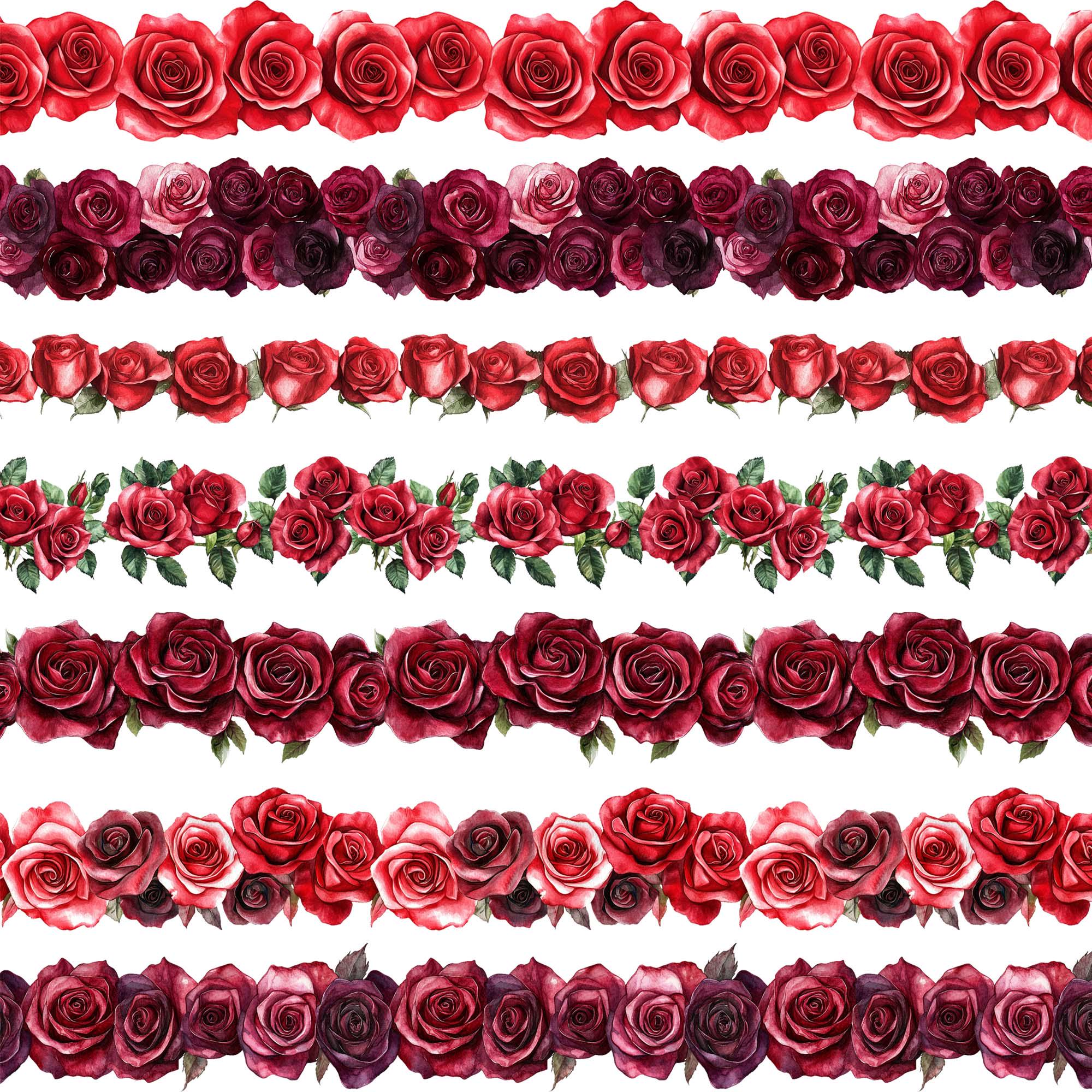 Red Roses Borders Red Roses Border Clipart: Seamless Floral Design (digital Download) - Etsy