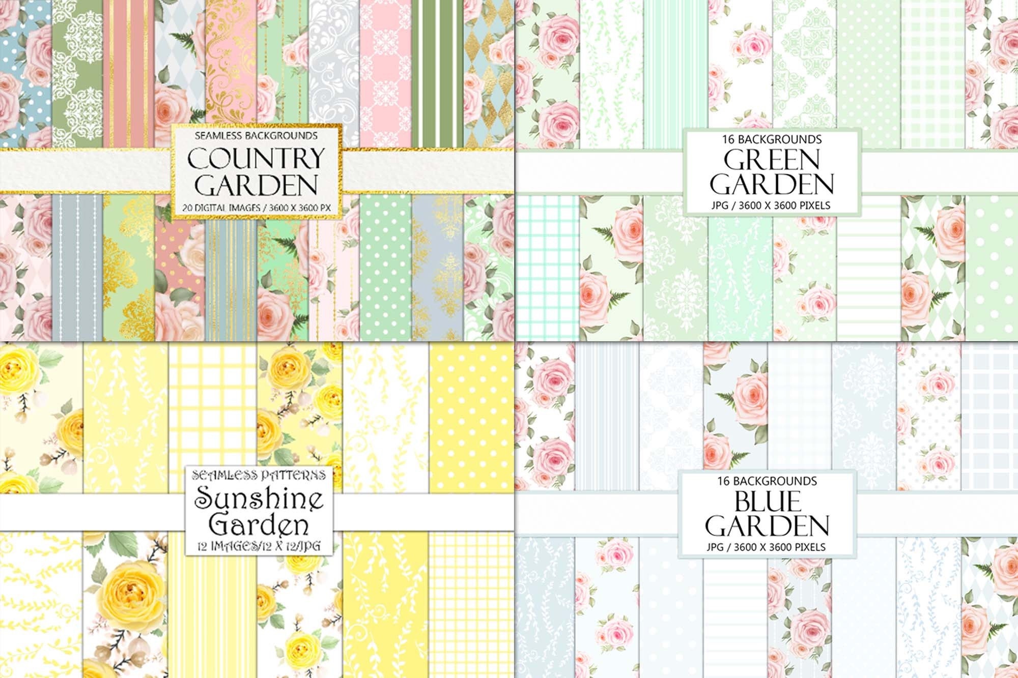 Floral Garden Paper Bundle: Seamless Scrapbook Pages (digital Download ...