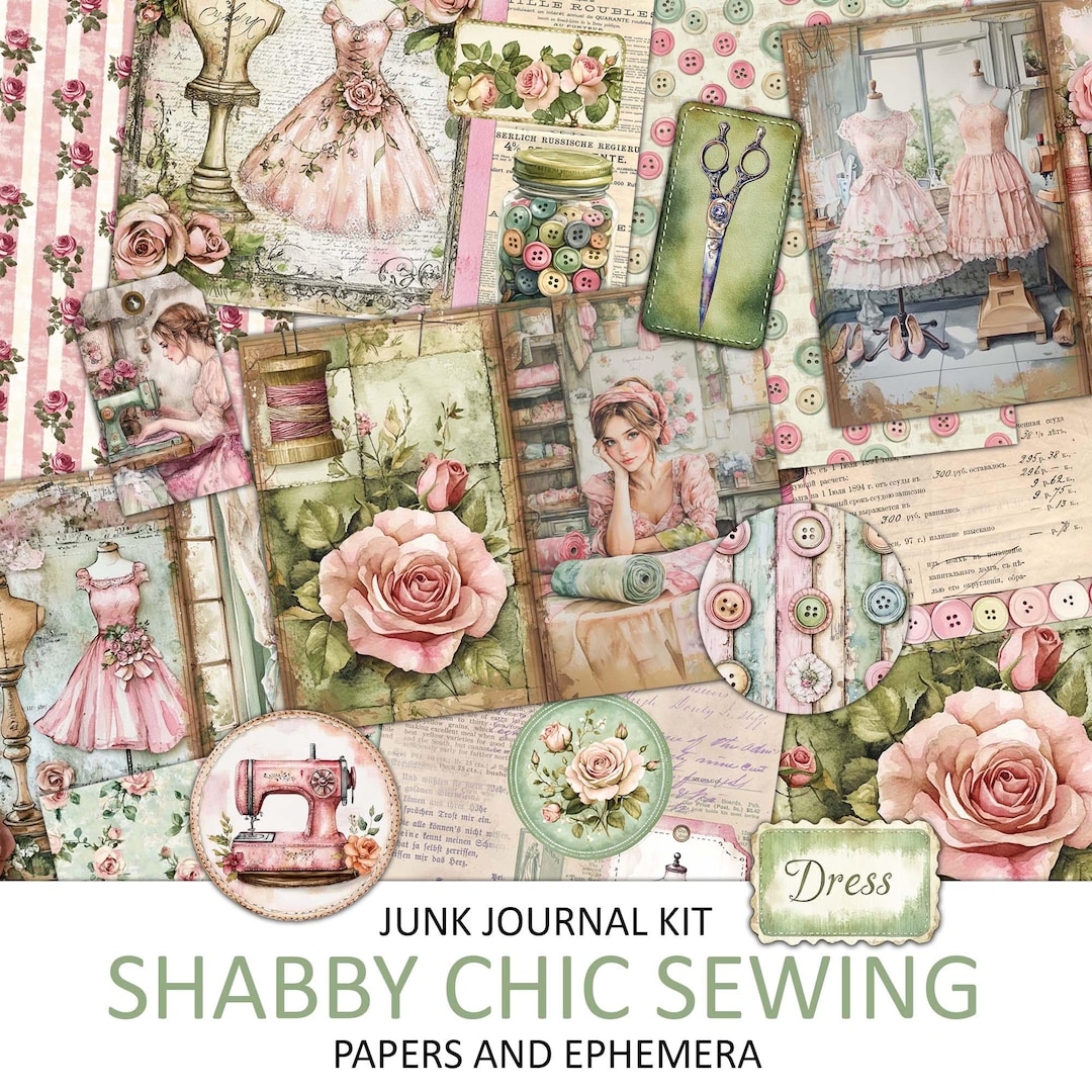 Shabby Chic Sewing Junk Journal Kit: Vintage Ephemera (digital Download ...