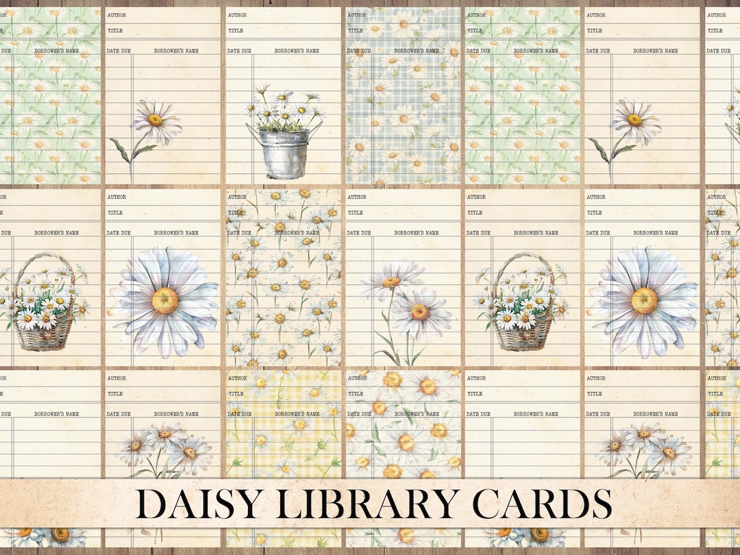 Printable Vintage Library Cards, Antique Daisy Images, Daisies Fussy ...