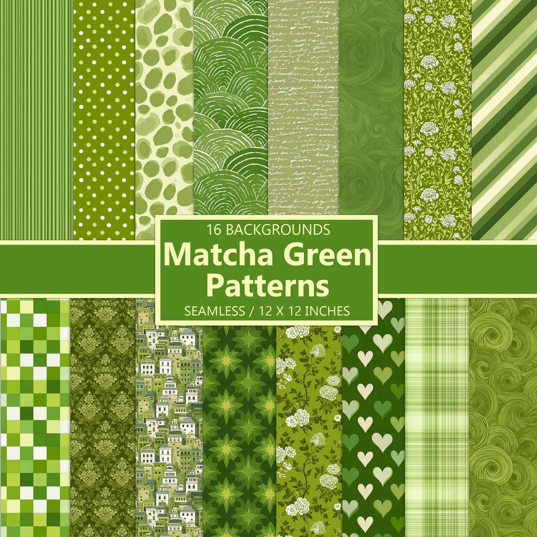 Matcha Green Pattern Backgrounds: Seamless Repeating Design Paper ...