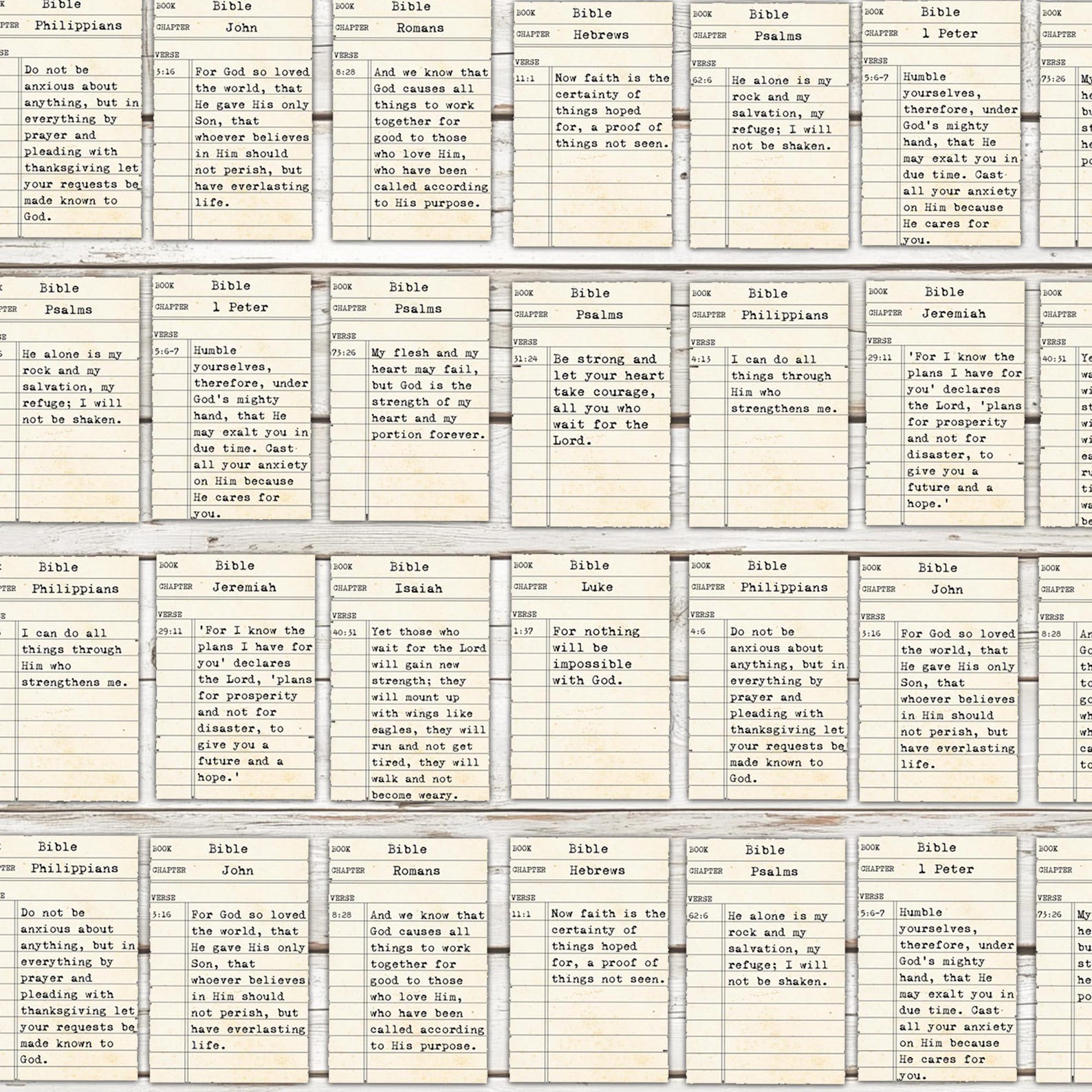 Vintage Bible Verse Library Cards: Junk Journal Ephemera (digital ...