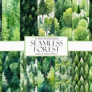 Nahtloses Aquarell Waldbäume Bilder, Baum Texturen, Scrapbook-Papiere, sich wiederholendes Muster, Tapeten-Hintergründe, printable Download