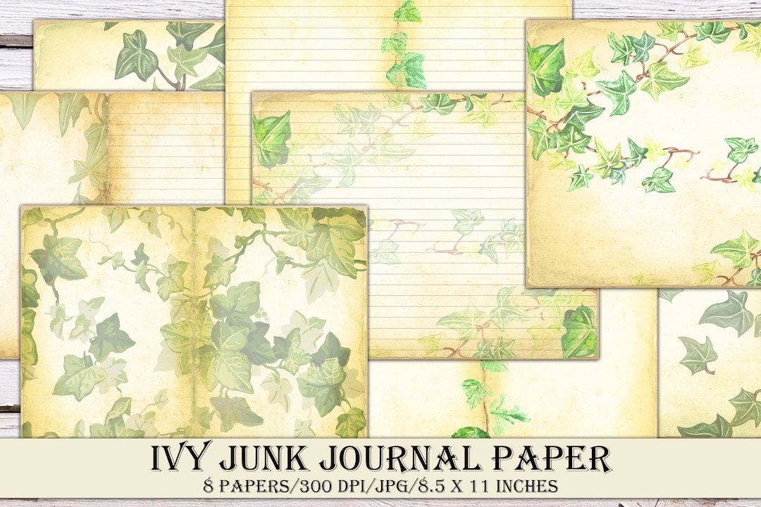 Printable Ivy Leaves Paper, Digital Vintage Greenery Pages, Ephemera ...