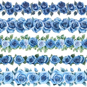 Blue Roses Border Clipart: Seamless Floral Design (digital Download) - Etsy