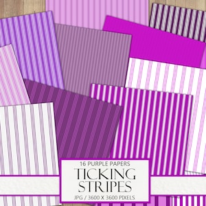 Coutil à rayures violettes, Papier imprimable pour scrapbooking, Pages de journal indésirable, Motif à rayures, Éphémères violets, Arrière-plans, Téléchargement immédiat