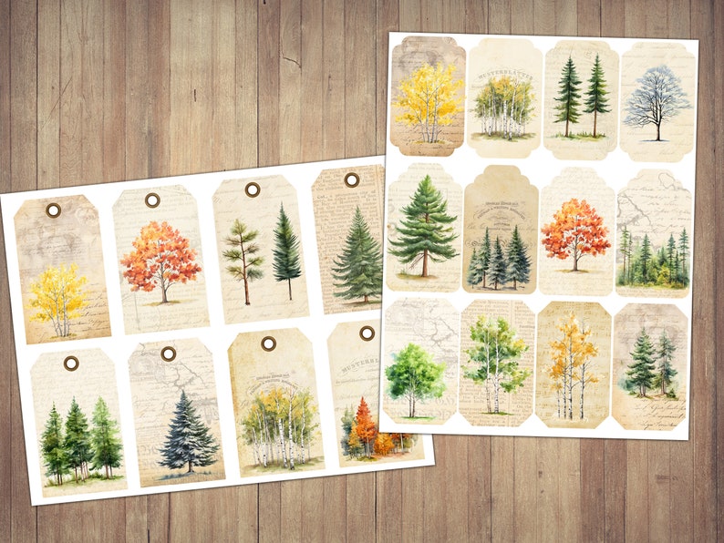 Trechery Tags Vintage Forest Tree Tags: Printable Ephemera, Scrapbook Embellishments ...
