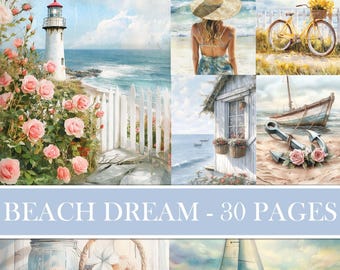 Beach Dream Scrapbook Paper: Summer Ocean Images (Printable Download)