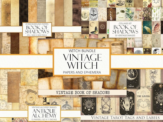 Vintage Witch Ephemera Bundle: Book of Shadows, Alchemy (Digital Download)