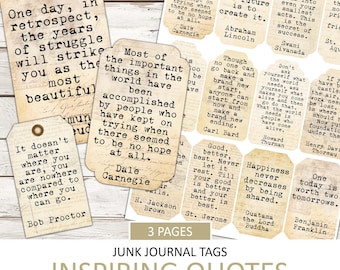 Vintage Inspirational Quotes, Junk Journal Ephemera (Digital Download)