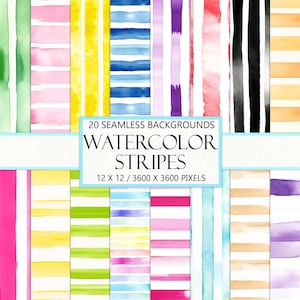 Aquarelles transparentes, rayures texturées, lignés texturés, motif répétitif, papiers de scrapbooking, articles éphémères pour le journal indésirable, imprimable, téléchargement immédiat