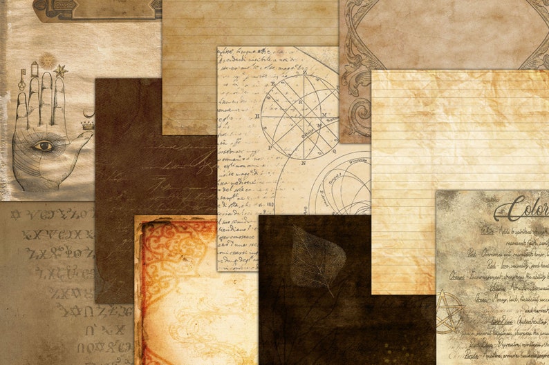 Book of Shadows Scrapbook Papers Antique Grimoire Vintage Etsy