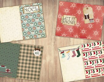 クリスマスジャンクジャーナルペーパー：居心地の良い冬のコテージの