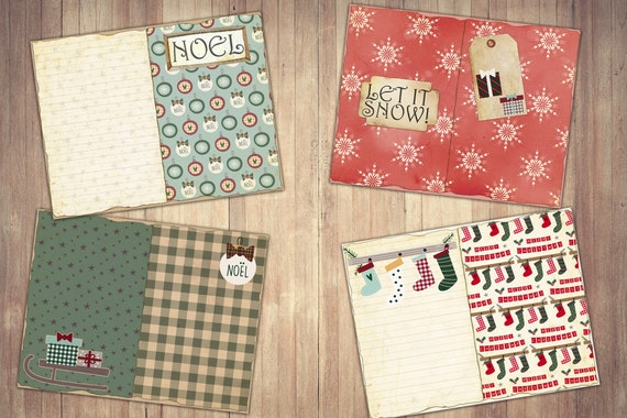 クリスマスジャンクジャーナルペーパー：居心地の良い冬のコテージの