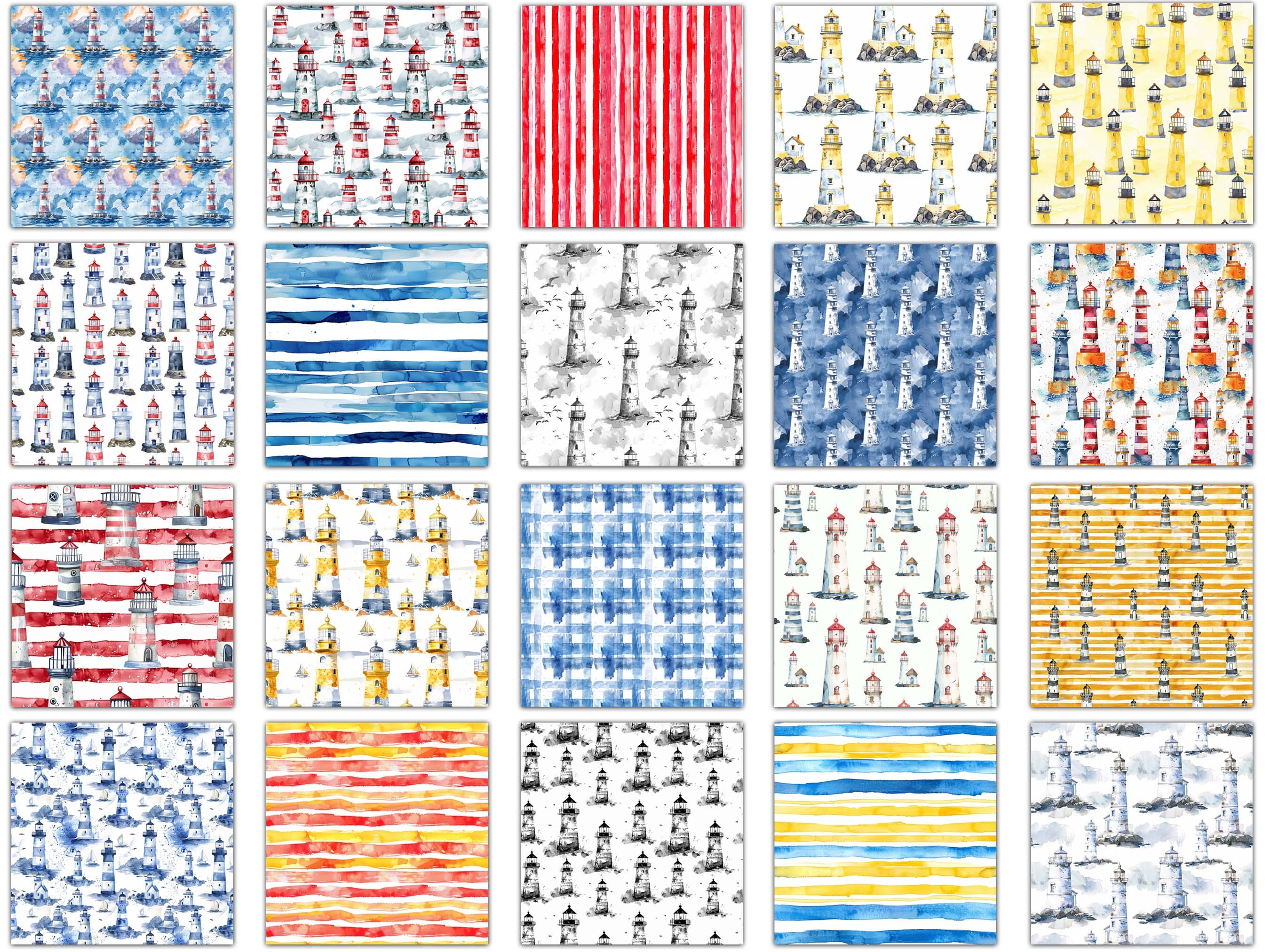 Watercolor Lighthouses Scrapbook Kit: Oceanside Ephemera (digital ...