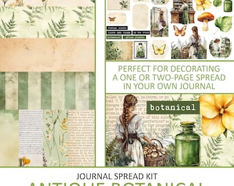Antique Botanical Junk Journal Kit: Vintage Ephemera (Digital Download)