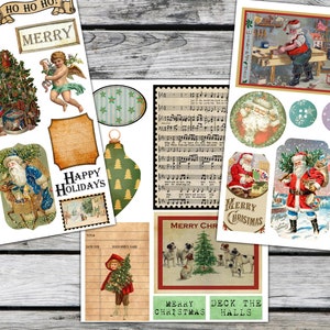 Printable Christmas Ephemera Kit, Vintage Holiday, Fussy Cut, Junk ...