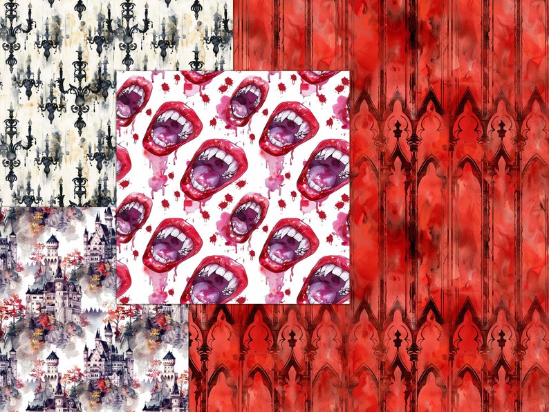 Dracula Vampire Seamless Pattern: Gothic Horror Scrapbook Paper ...