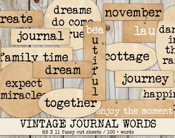 Vintage Journal Word Scraps: Printable Ephemera (Digital Download)