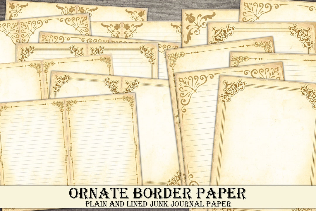 Printable Vintage Border Paper, Antique Junk Journal Papers, Old Paper ...