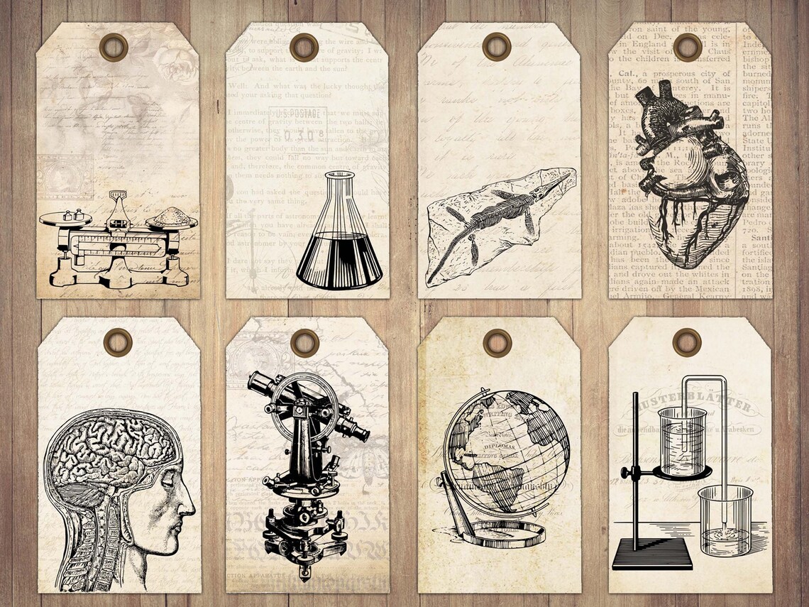 Science Tag Vintage Science Tags: Junk Journal Ephemera (instant Download) - Etsy