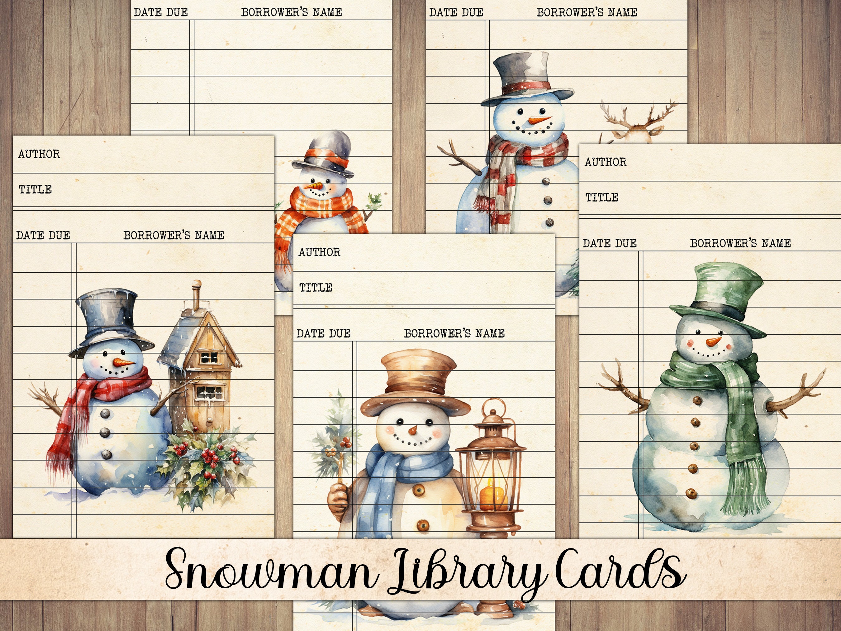 Holiday Library Cards, Christmas Library Cards, Journal Library