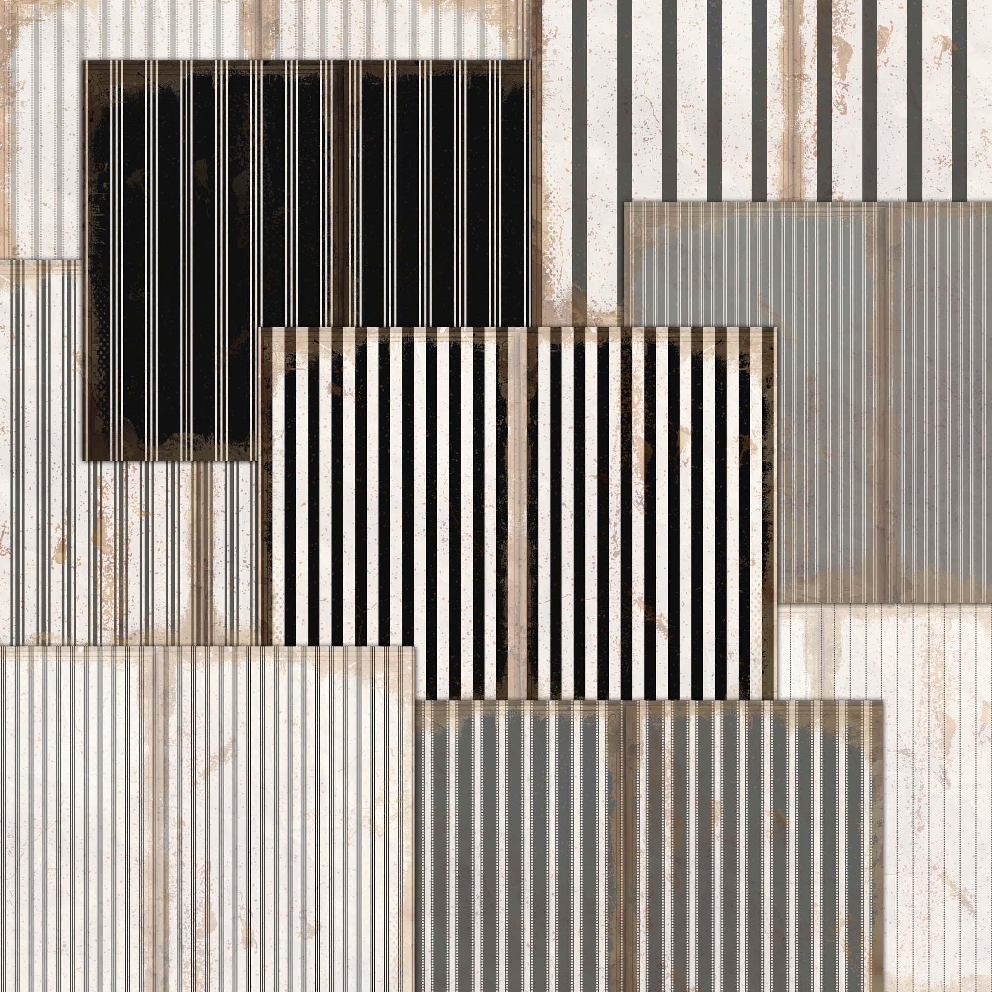 Vintage Ticking Stripe Junk Journal Paper: Black & White Ephemera ...
