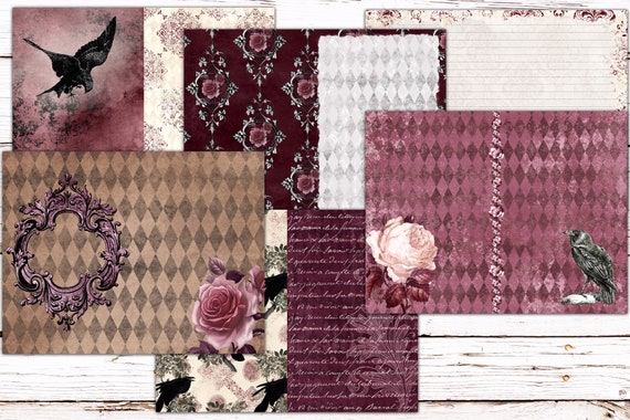 Gothic Burgundy Scrapbook Papers Graphic by Digital Attic Studio