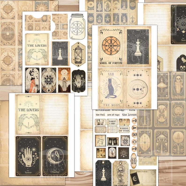 Mini Vintage Tarot Junk Journal Kit: Wicca Witchy Ephemera, Signatures ...