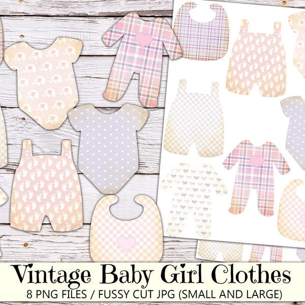 Vintage Clothes, Baby Girl, Nursery Clipart, Printable Junk Journal Ephemera, Scrapbook Embellishment, Commercial Use, Instant Download