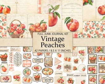 Vintage Peaches Junk Journal Kit: Printable Ephemera (Digital Download)