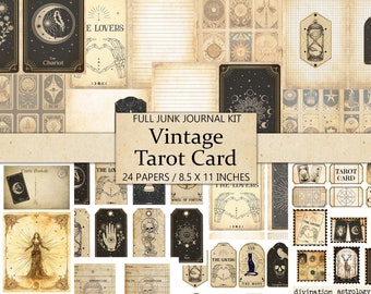 Vintage Tarot Card, Antique Wicca, Junk Journal Kit, Journal Pages, Ephemera, Fussy Cut, Scrapbook Embellishment, Printable Craft Kit